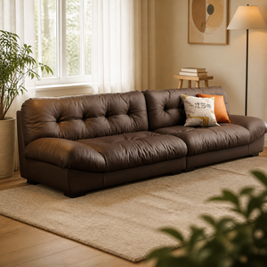 Canapé italien minimaliste en cuir véritable Cloud, canapé sectionnel 3 places, canapé-lit, écologique, petit appartement, salon moderne - Product Image 3