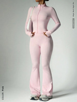 Combinaison de yoga sans couture pour femme, couleur unie, moulante, thermique, épaisse et chaude, ensemble de yoga pour l'hiver, vêtements de sport actifs en intérieur
