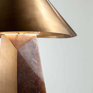 Lámpara de Mesa de Mármol con Pantalla Cónica Irregular, Bronce Antiguo, Fuente de Luz LED, Base E27, Control de Interruptor, Decoración de Hotel - Product Image 4