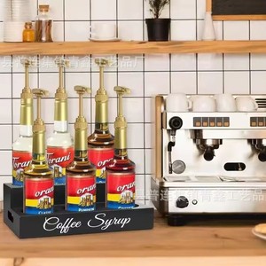 Coffee Syrup <b>Storage</b> <b>Rack</b> With 6 <b>Bottles</b> Wooden Condiment Organizer Kitchen Desktop Stand For Coffee Bar Use - Product Image 4