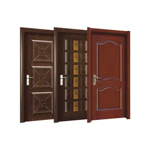 Diseño de puerta principal de madera de teca plana pintura colores puertas de habitación de madera arco diseños de puerta principal de madera
