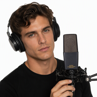 Microphone à condensateur portatif BAIFEILI C414 34 mm à large diaphragme métallique 48 V pour enregistrement en studio portable avec carte son XLR et connexion téléphonique