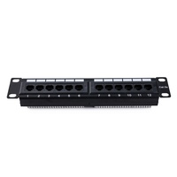 Panel Patch Cat6 UTP RJ45 1U 19 Inci 12 Port, Rangka Distribusi Jaringan Rak Mount Baja & Plastik
