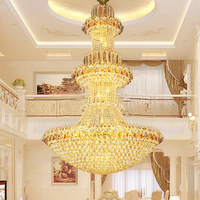 Lustre en cristal de luxe de grande taille, luminaire suspendu à plusieurs niveaux pour villa, hall d'hôtel, plafond haut, salon, hall d'entrée, duplex, décoration