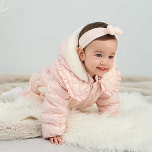 DB4242514 DAVE BELLA Baby Clothing Girl Baby Newborn <strong>Jumpsuit</strong> Down Crawl <strong>Jacket</strong> First Birthday Party Winter Clothes Pink Romper - Product Image 3