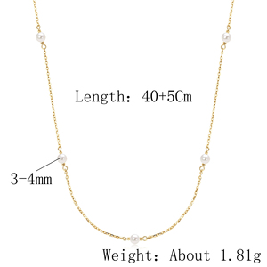 Kalung Choker Mutiara Air Tawar Bulat Minimalis 3mm 925 Perak <span class=keywords><strong>Sterling</strong></span> Berlapis Emas Gaya Prancis untuk Wanita - Product Image 6