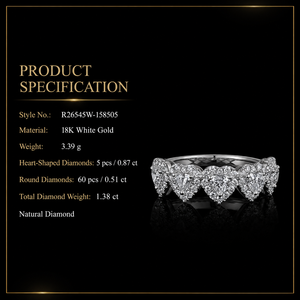 <span class=keywords><strong>Bague</strong></span> romantique en <span class=keywords><strong>or</strong></span> <span class=keywords><strong>blanc</strong></span> avec cœur en diamant naturel 1,38 carat, <span class=keywords><strong>bague</strong></span> cœur en diamant naturel en grappe, <span class=keywords><strong>bague</strong></span> de <span class=keywords><strong>fiançailles</strong></span> en <span class=keywords><strong>or</strong></span> <span class=keywords><strong>blanc</strong></span> 18 carats - Product Image 2