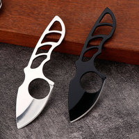 Mini couteau à lame droite pour l'extérieur avec chaîne de cou et mousqueton pour le camping et la survie