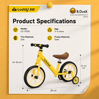 Vélo d'équilibre 2-en-1 Luddy Wholesale OEM B.Duck pour enfants, cadre en acier, vélo d'apprentissage pour tout-petits, pédales amovibles, roues en EVA, âge 3-6 ans