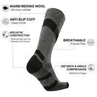 Chaussettes de ski en laine mérinos personnalisées AR 001, compression, amortissement, chaussettes de sport de plein air pour hommes