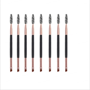 Pinceau à sourcils double embout biseauté en poils synthétiques avec manche en bois, brosse à mascara et peigne à sourcils, outil de maquillage, ensemble de pinceaux à sourcils biseautés - Product Image 5
