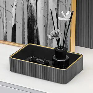 Luxury Leather Tray Desktop Storage Small Catchall Organizer Decorative Tray for Entryway Table to Hold Jewelry Watch Keys Phone