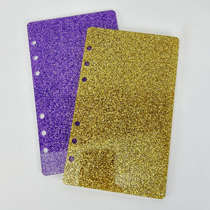 Tantangan hemat sampul <span class=keywords><strong>Notebook</strong></span> Binder akrilik A6, aksesori cincin bulat logam emas, sampul akrilik berkilau, pembagi dasbor - Product Image 1