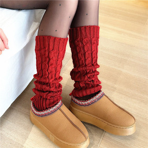 Autumn and Winter Coarse Wool Knitted Leg Warm Push <strong>Socks</strong> Cross-Border Hot Sale Compression Foot Cover with Logo on Cuff - Product Image 5