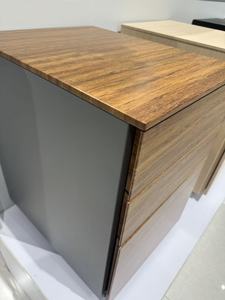 Meuble de rangement mobile à 3 tiroirs en acier, finition noyer, pour bureau, maison ou école - Product Image 3