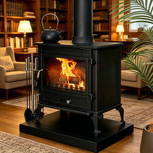 Poêle à <span class=keywords><strong>bois</strong></span> autoportant en fonte de haute qualité <span class=keywords><strong>pour</strong></span> intérieur, style cheminée - Product Image 1