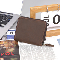 Produsen Dompet Pria Kulit Asli Dompet Koin Kulit Crazy Horse Dompet Slot Multi Kartu Tempat Uang Kertas Gaya Vintage