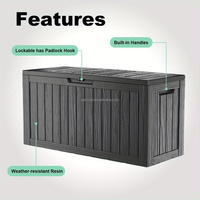 Boîte de rangement extérieure CE en résine, boîtes de rangement pour terrasse, boîte de rangement extérieure étanche avec couvercle verrouillable, noir, 300 gallons