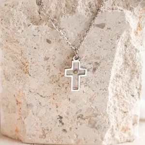 Inspire Jewelry Stainless Steel Personalized Mustard Seed Cross Necklace Pendant Mustard Seed Jewelry Move Mountains Christian