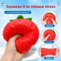 Jouet anti-stress souple en forme de fraise de huit pouces, effet réaliste façon vaseline, jouets en caoutchouc faits main à presser pour la décompression