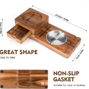 Plateau à cendres en bois massif avec porte-gobelet et coupe-cigares, plateau à whisky moderne pour la maison, le bureau ou le bar - Product Image 3
