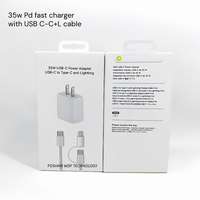 Chargeur rapide USB-C 35W entièrement compatible avec câble TYPE C vers C et Light 2-en-1, adaptateur de charge rapide PD pour iOS et Samsung