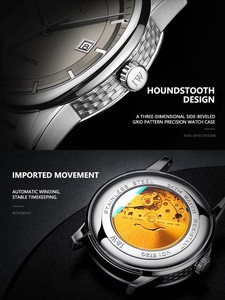 Reloj Automático para Hombre Echo Valley con Movimiento SEIKO, Esfera Negra, Cristal de Zafiro, Detalles Azules, Correa de Acero Inoxidable y Cierre de Botón a Presión - Product Image 2