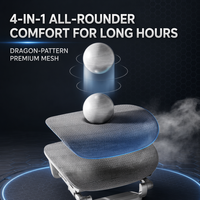 Chaise de bureau ergonomique industrielle à dossier haut en maille nylon, accoudoirs 10D, support lombaire, hauteur réglable, vérin à gaz 4 positions, pour gaming