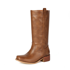 Bottes hautes pour femmes, style rétro britannique, bottes mi-hautes pour femmes, bottes de chevalier à enfiler, bottes longues pour femmes automne et hiver - Product Image 5