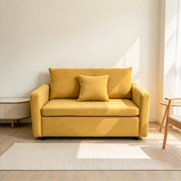 Canapé-lit individuel en chenille verte, siège profond, pour salon, avec coussin décoratif, idéal pour les petits appartements