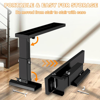 JH-Mech Ladder Aide Plus, hauteur réglable de 13,4 à 19,1 pouces, capacité de charge jusqu'à 880 livres, base d'escalier pliable en acier carbone noir, rallonge