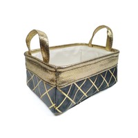 Panier de rangement rectangulaire en toile sur mesure - Panier à linge doré avec poignées et roulettes, style sac, pour usage domestique