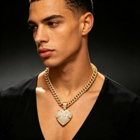 Collier pendentif cœur verrouillable tendance, entièrement pavé de zircone cubique, chaîne cubaine glacée, bijoux de couple urbains
