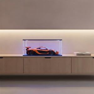 Vitrine d'exposition moderne personnalisée en acrylique transparent avec éclairage LED pour objets de collection, figurines et poupées - Product Image 2