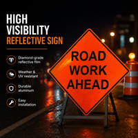 Panneau de signalisation routière personnalisé en aluminium, imprimé UV, feuille réfléchissante 3M Diamond, signalisation d'avertissement de travaux routiers