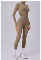 Combinaison de sport et de yoga pour femme, en maille double face, extensible dans quatre directions, écologique, avec taille élastique ajustée et ouvertures pour les doigts