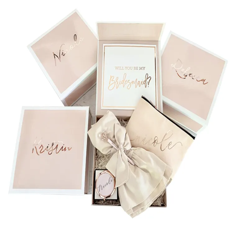 Custom caja carton de regalo por mayor wedding favors Invitation Box bridesmaid proposal gift box for guest