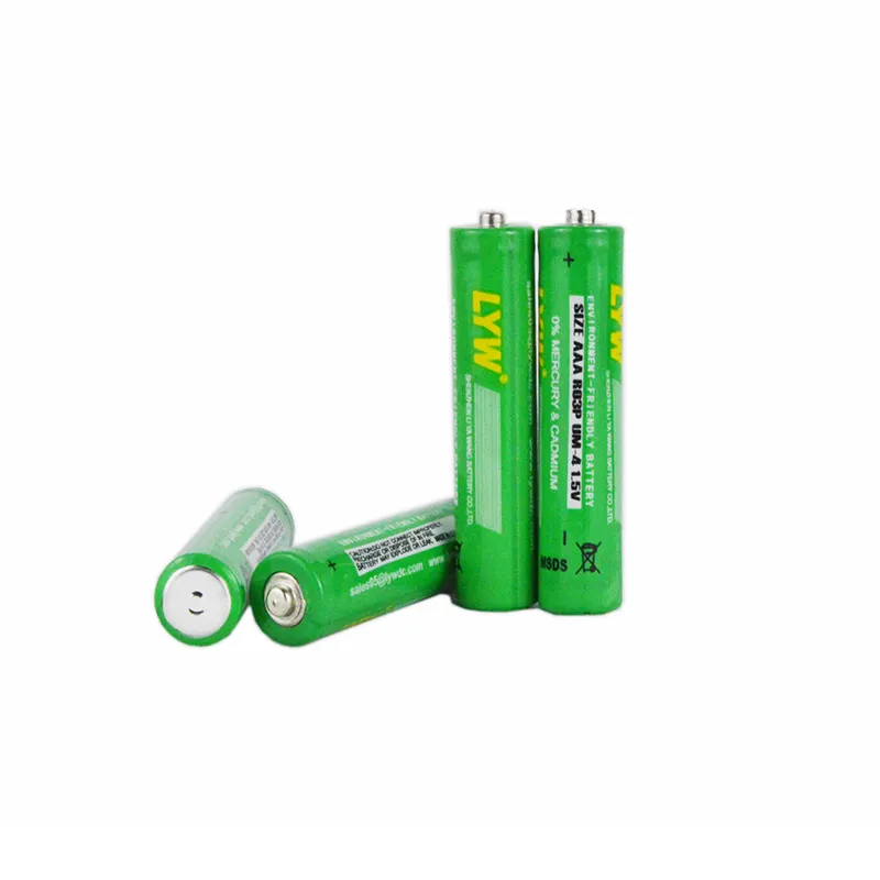 कार्बन पेंसिल ढेर एएए सूखी बैटरी कोशिकाओं उच्च ऊर्जा 1.5v R03 Battery15 V पीवीसी Liyawang और OEM ब्रांड 1.5V अतिरिक्त भारी शुल्क बैटरी