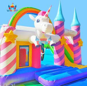 บ้านลมเป่าลมยูนิคอร์นเรนโบว์พรินเซสพร้อมสไลเดอร์ ปราสาทของเล่นสำหรับงานปาร์ตี้มหัศจรรย์สำหรับเด็ก - Product Image 5