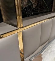 Ensemble de meubles de chambre à coucher de luxe de haute qualité, design italien, lit king size, cadre de lit, meubles de chambre à coucher, lit rembourré en cuir