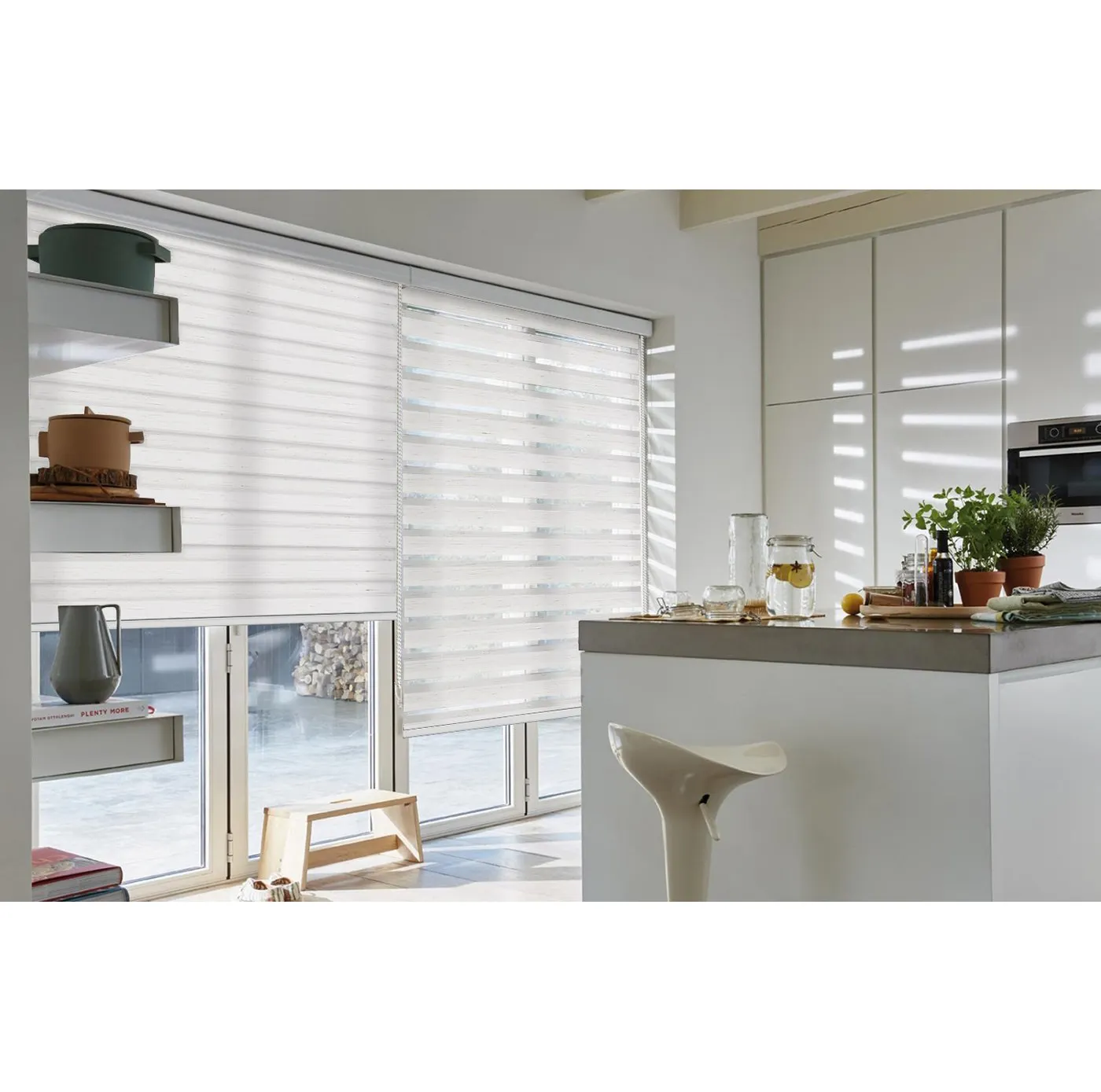 No Drill Corded Zebra Shades with Dual Layer Roller Shades Custom Size No-Tools Installation Window Blinds