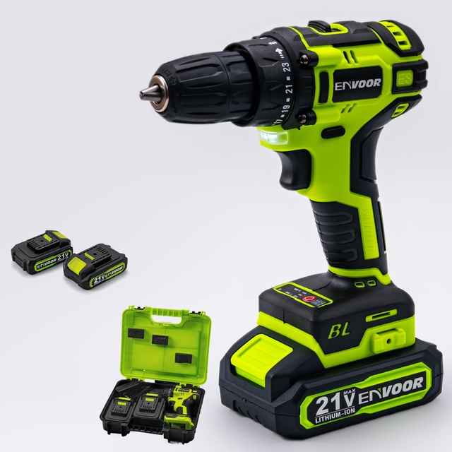 21V Cordless Drill Brushless Motor Portable Power Tool Electric Hammer Battery Operated OEM