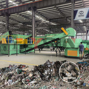 Ligne de production de broyage et de tri de déchets volumineux, broyeur séparateur de déchets métalliques, plastiques et cartonnés - Product Image 1