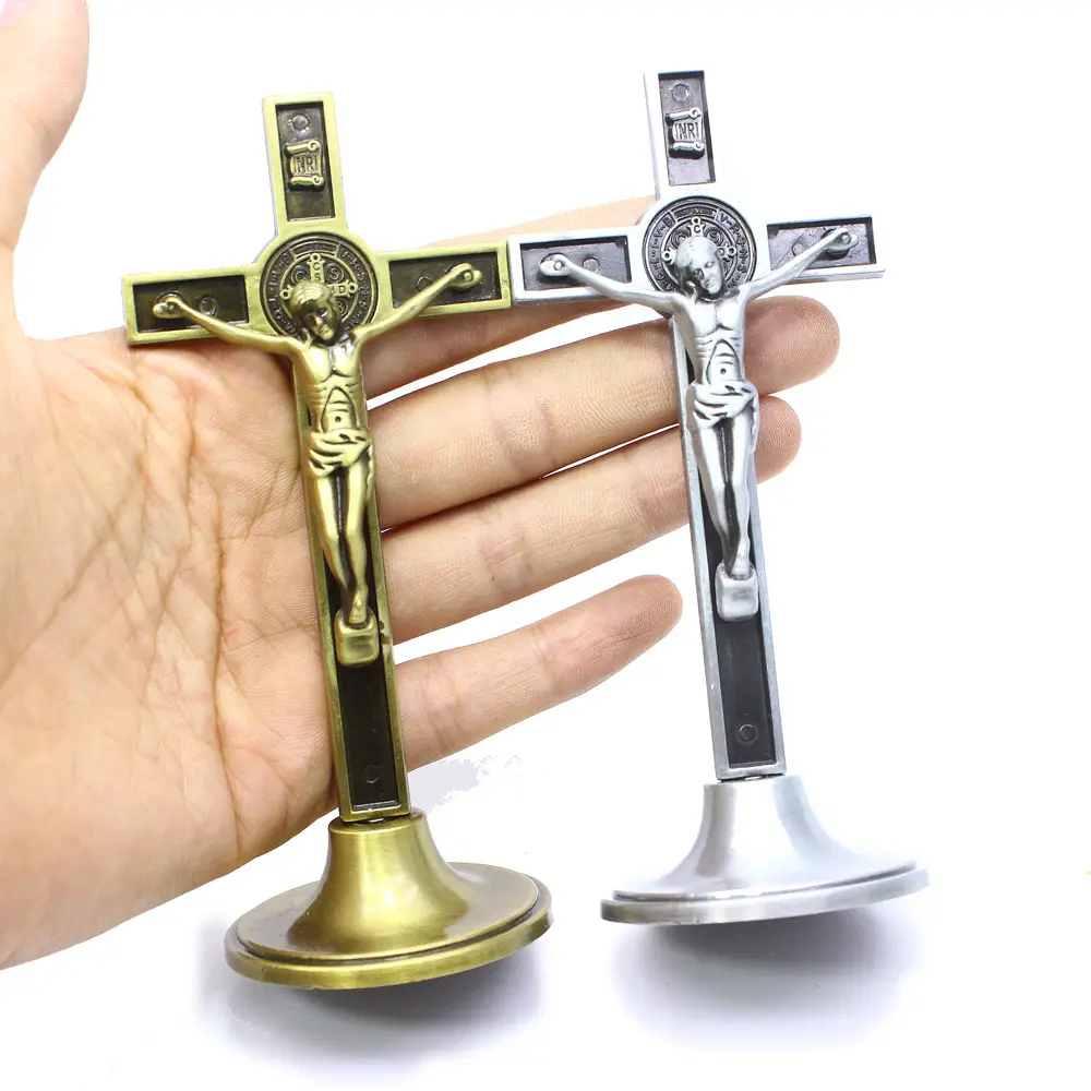 Patung salib Yesus Kristus, ornamen miniatur kerajinan tangan untuk dekorasi kapel rumah mobil