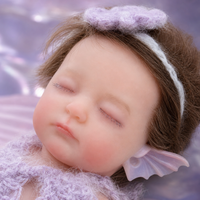 Poupée Bébé Reborn en Silicone de 12 Pouces avec Queue de Sirène, Yeux Fermés, Couleur Lilas Violet, Poupée Nouveau-né pour Jeu d'Imitation