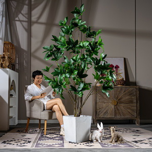 Adornos interiores para el hogar, grandes plantas artificiales, bonsái, árboles artificiales de pie de pato - Product Image 1