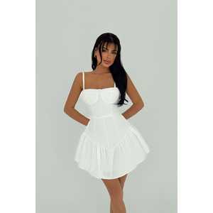 Vestido Largo Formal Vintage Tatiana Blanco con Estampado Floral, Cintura Imperio, Volantes, Apliques y Forro, Talla Única XS-XL, para Eventos Diurnos - Product Image 3