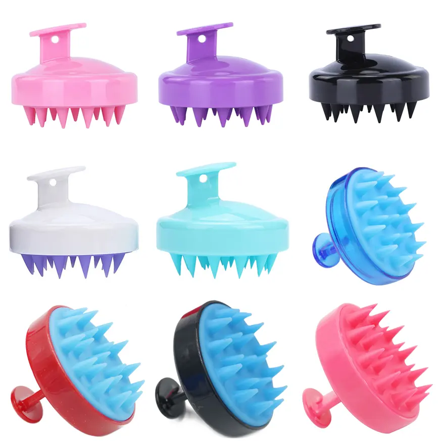 Free Sample Wholesale Customized 6 Color Handheld Silicone Scalp Hair Brush Massage Hair Scalp Massaging Shampoo Brush