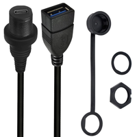 Câble USB 3.1 Type C coaxial torsadé mâle-femelle étanche pour montage encastré sur tableau de bord de voiture personnalisé