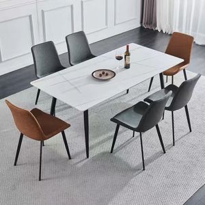 Muebles de Comedor de Estilo Moderno, Mesa con Patas de Metal, Mesa de Comedor con Tapa de Piedra Sinterizada para el Hogar - Product Image 3